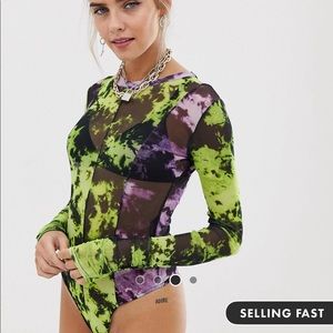 ASOSxCOLLUSION mesh tie dye bodysuit
